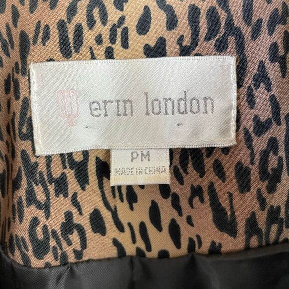 Erin London Full Zip Leopard Print Jacket Size Petite Medium EUC - Picture 6 of 7
